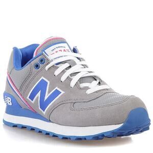 NIB New Balance 574 Suede Low Top Classic Sneakers in Gray/Blue/White